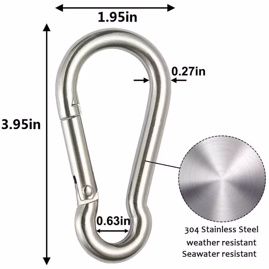 Stainless Steel Spring Clasp Carabiner Hook