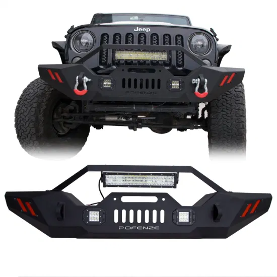 Neue Stoßstangenstange mit LED-Lichtleiste, vordere Stoßstange mit Windenverkleidung für Jeep Wrangler Jk Jl Gladiator 2007